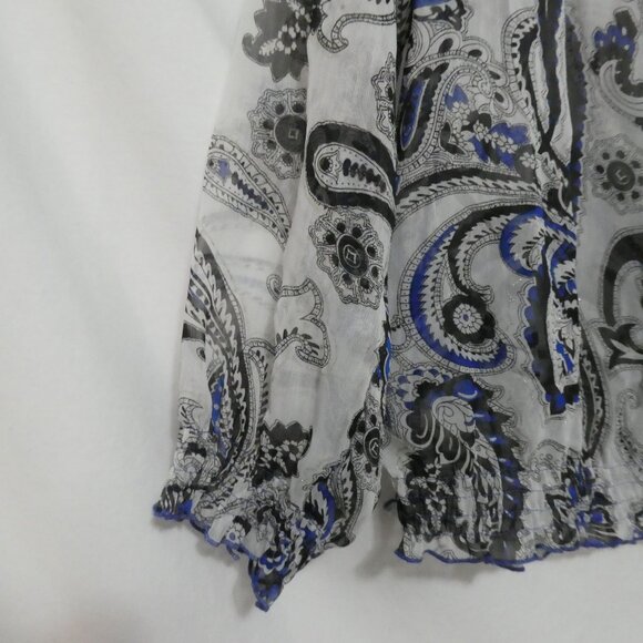 Y2K - LOVESTITCH | medium | Paisley Print Bohemian Blouse | Lace Up Neck - Picture 13 of 15